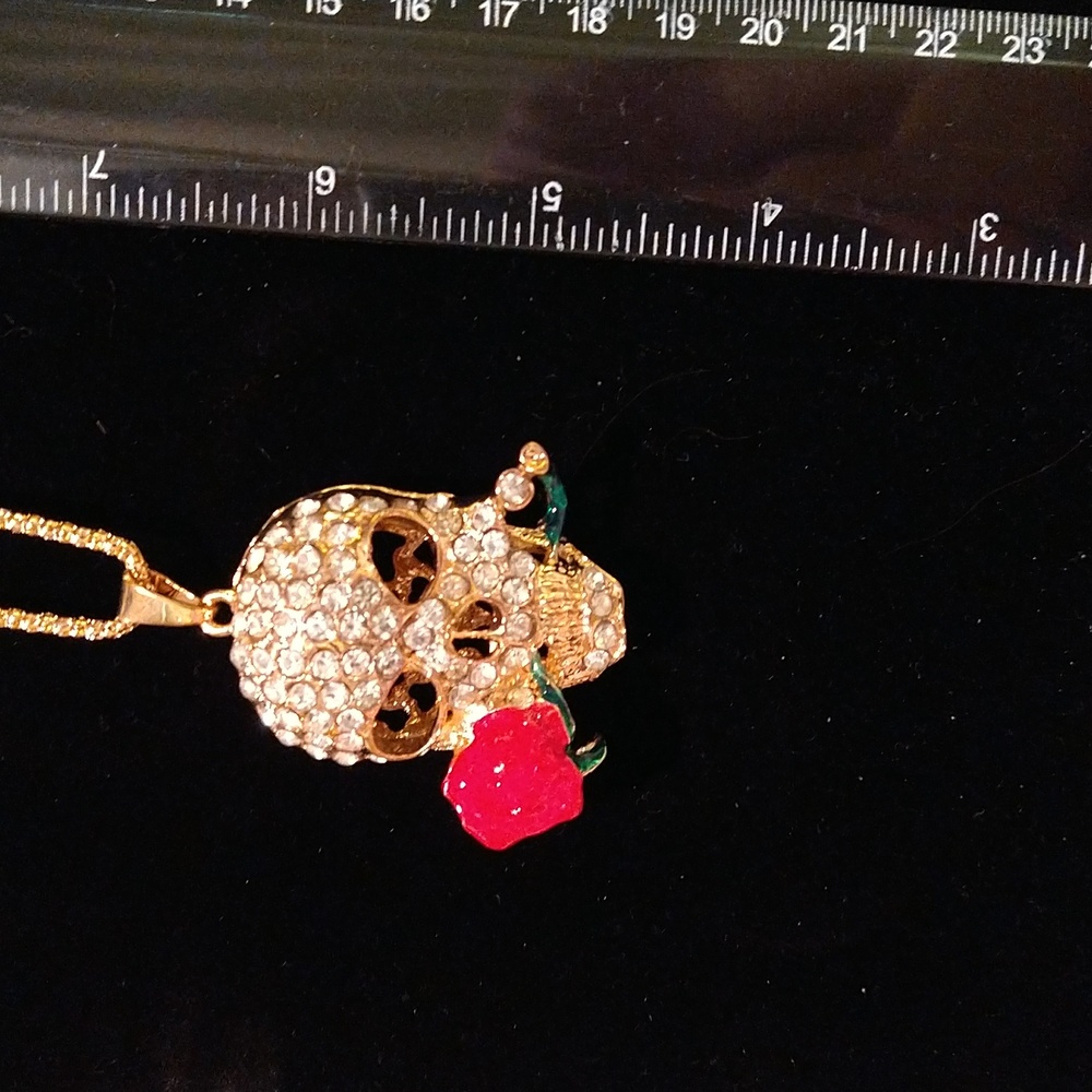 Skull with Rose Pendant